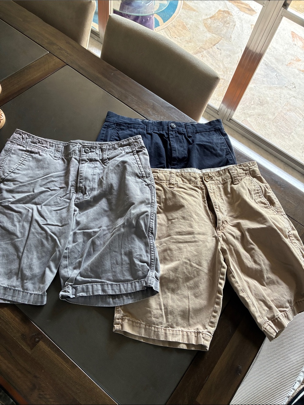 3 pair in bundle 30 waist  Cotton Blend Casual Shorts - Navy, Khaki, Light Gray